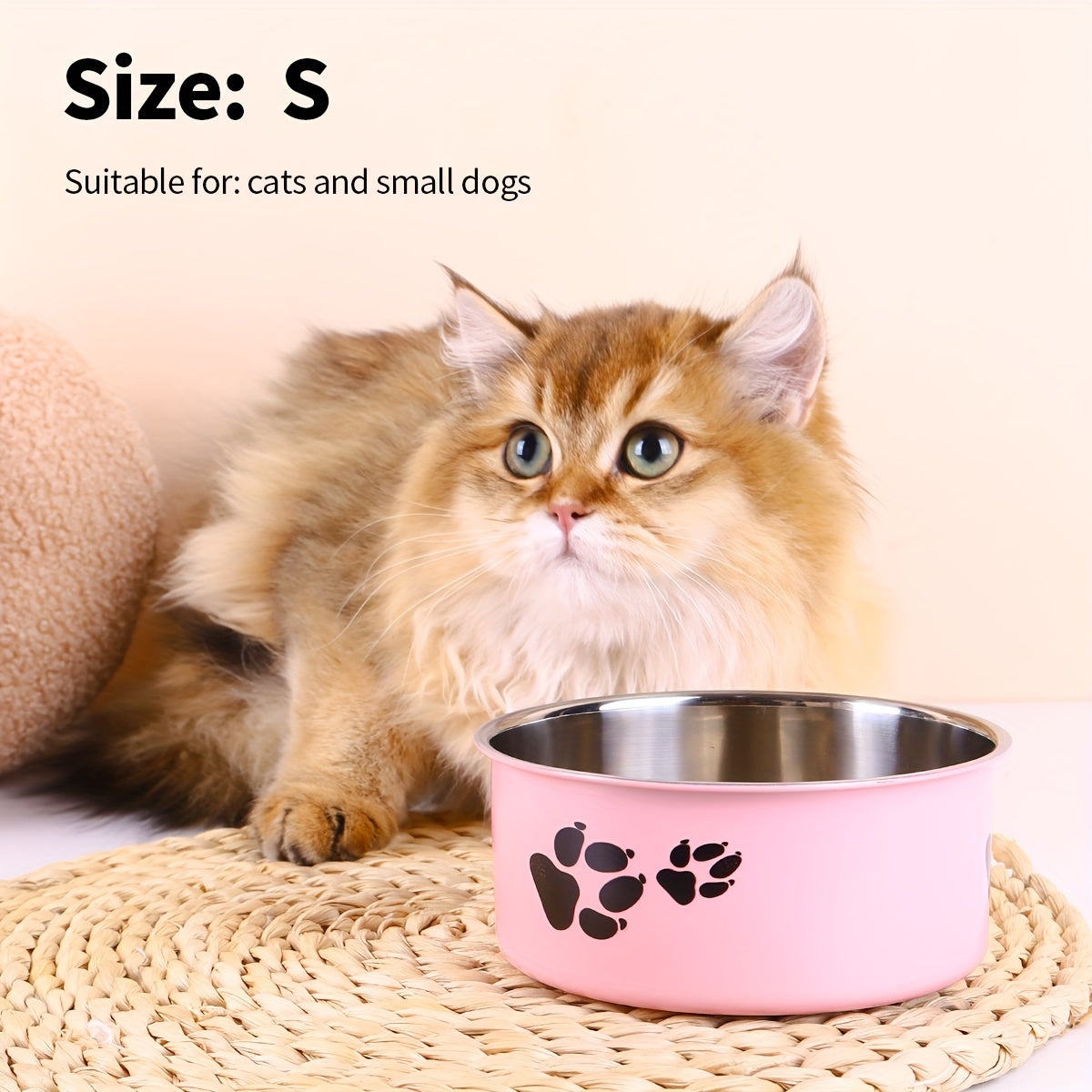 1pc Stainless Steel Dog Bowl Paw Print Dog Feeder Bowl Easy To Clean Non-Slip Dog Water Drinking Basin Christmas Gift