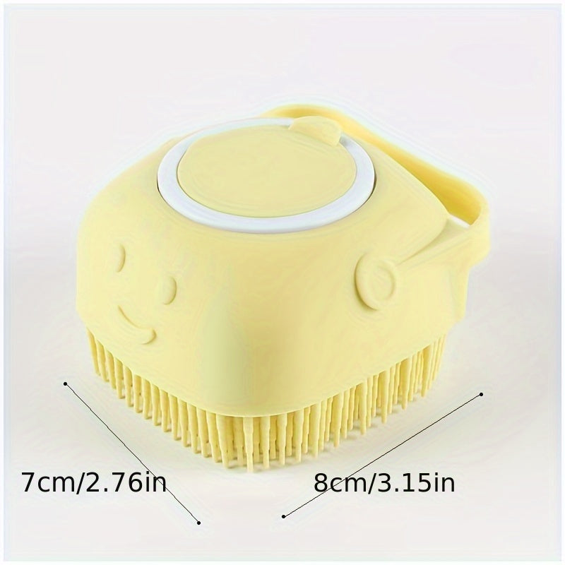 Pet Shampoo Brush, Silicone Massage Rubber Bath Comb With Shampoo Storage For Dog & Cat, Pet Grooming Tool Christmas Gift