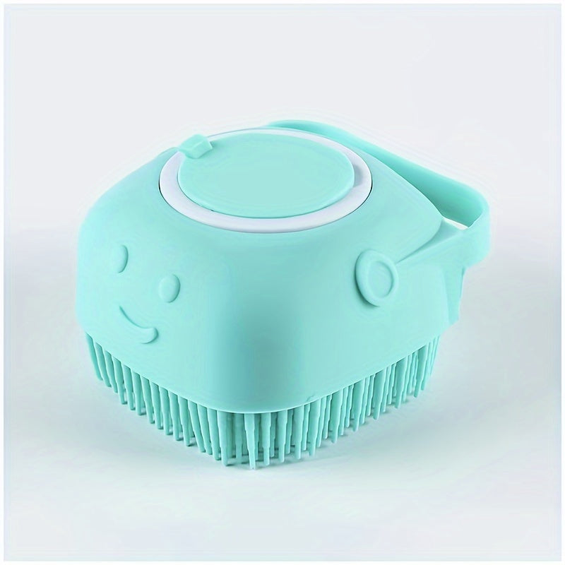 Pet Shampoo Brush, Silicone Massage Rubber Bath Comb With Shampoo Storage For Dog & Cat, Pet Grooming Tool Christmas Gift