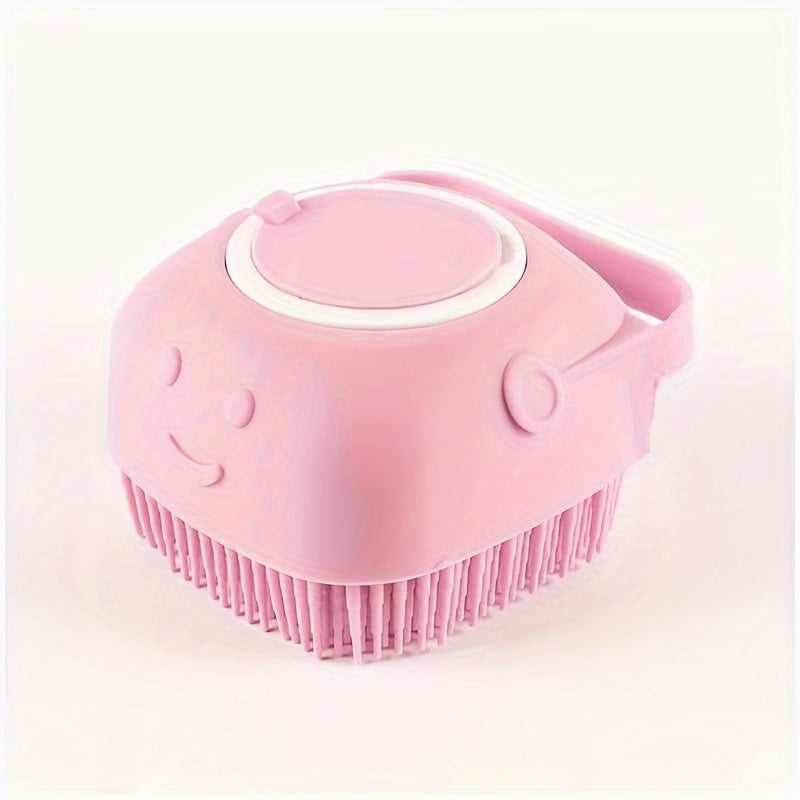 Pet Shampoo Brush, Silicone Massage Rubber Bath Comb With Shampoo Storage For Dog & Cat, Pet Grooming Tool Christmas Gift