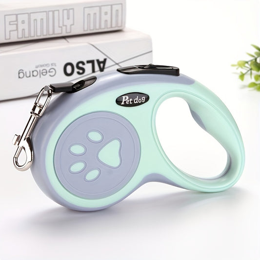 Paw Print Retractable Dog Leash, Durable Polyester Material, Uncharged, for Dogs - Easy to Use and Store