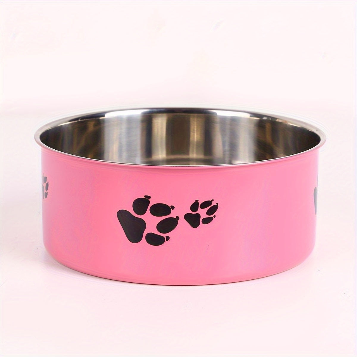 1pc Stainless Steel Dog Bowl Paw Print Dog Feeder Bowl Easy To Clean Non-Slip Dog Water Drinking Basin Christmas Gift