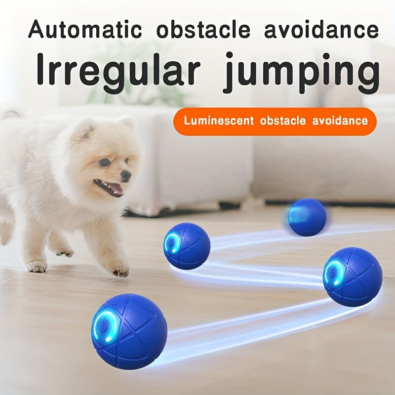 Interactive Dog Bouncing Ball Toy - USB Rechargeable, Durable Thermoplastic Rubber, Suitable for All Breeds