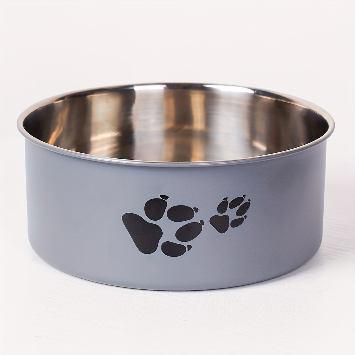 1pc Stainless Steel Dog Bowl Paw Print Dog Feeder Bowl Easy To Clean Non-Slip Dog Water Drinking Basin Christmas Gift