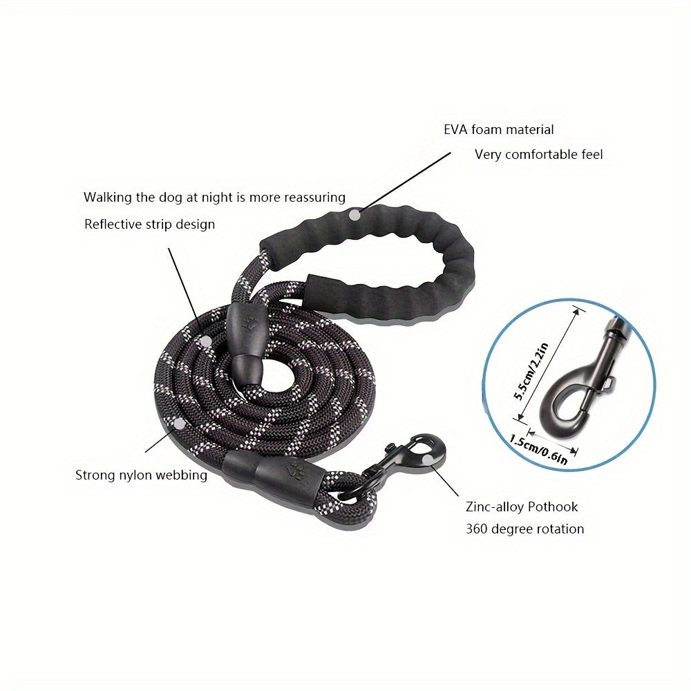 Reflective Dog Leash With Comfortable Padded Handle - Double Heavy Duty Traction Rope For Strong Dogs - Enhance Safety And Control On Walks Christmas Gift