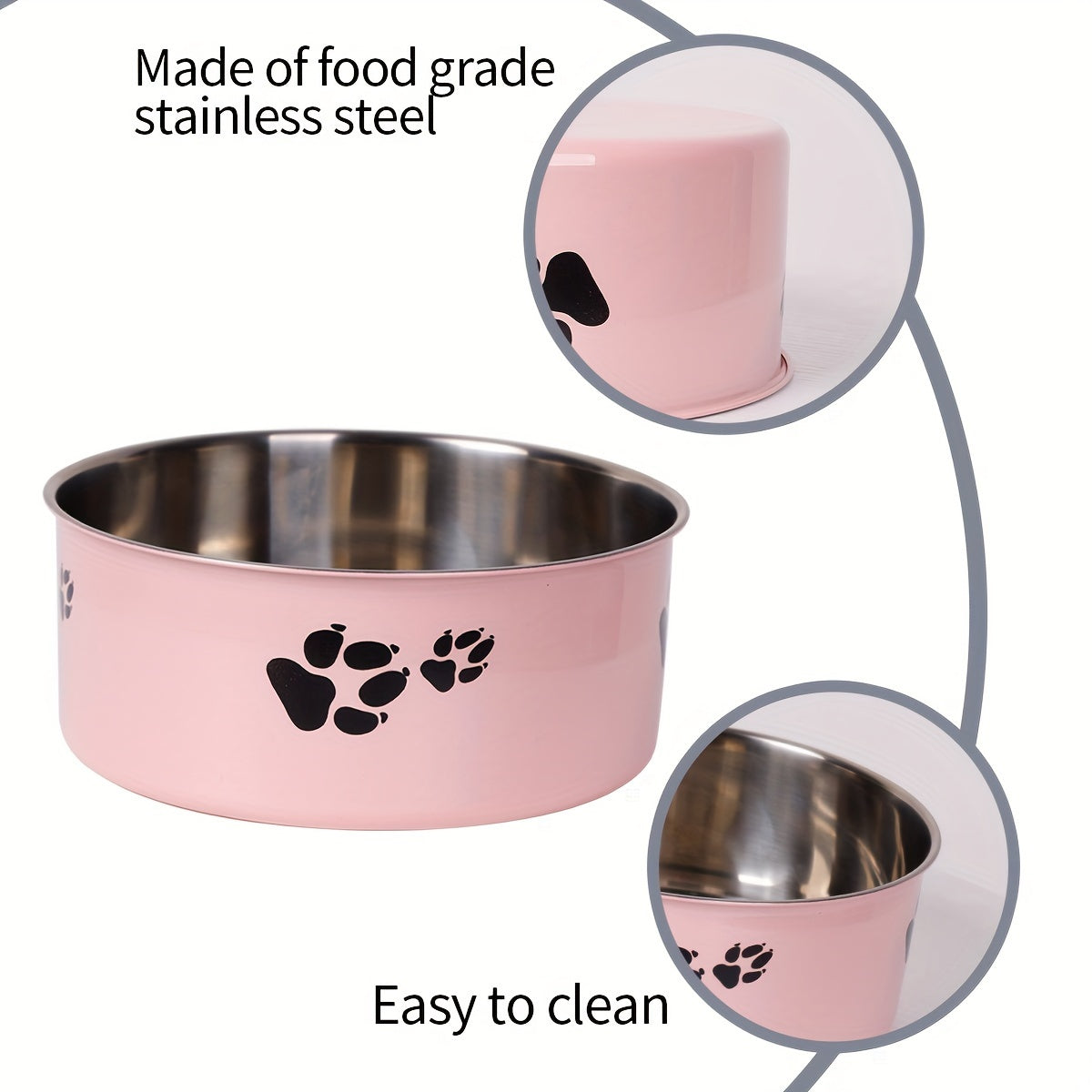 1pc Stainless Steel Dog Bowl Paw Print Dog Feeder Bowl Easy To Clean Non-Slip Dog Water Drinking Basin Christmas Gift