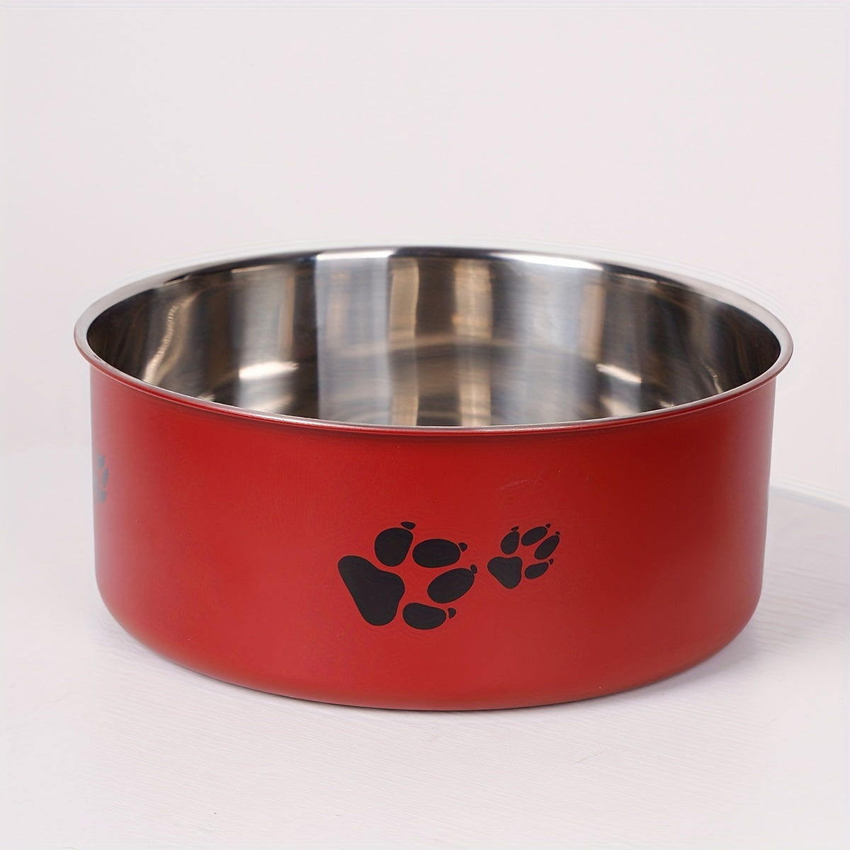 1pc Stainless Steel Dog Bowl Paw Print Dog Feeder Bowl Easy To Clean Non-Slip Dog Water Drinking Basin Christmas Gift